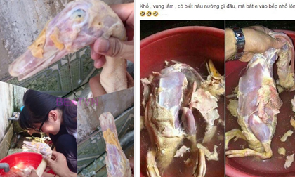 Hãi hùng với màn nhổ lông vịt của 'gái đảm' khi bị ép vào bếp