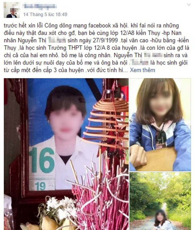 Công an nói về nghi án nữ sinh Hải Phòng uống thuốc diệt cỏ tự tử vì bị ép quan hệ - Ảnh 1.