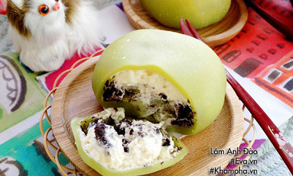 Bánh mochi lá dứa kem tươi sầu riêng mát lạnh tuyệt ngon