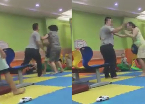 chong tat vo bom bop giua khu vui choi tre em mac con 2 tuoi gao khoc - 2