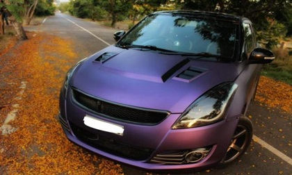 Ô tô Suzuki Swift nổi bật với bộ cánh màu tím mộng mơ