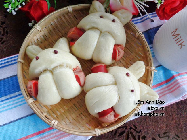 cach lam banh bao xuc xich hinh tho cho bua sang - 12