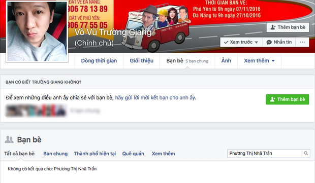 ... và Trường Giang không còn là bạn bè trên Facebook.