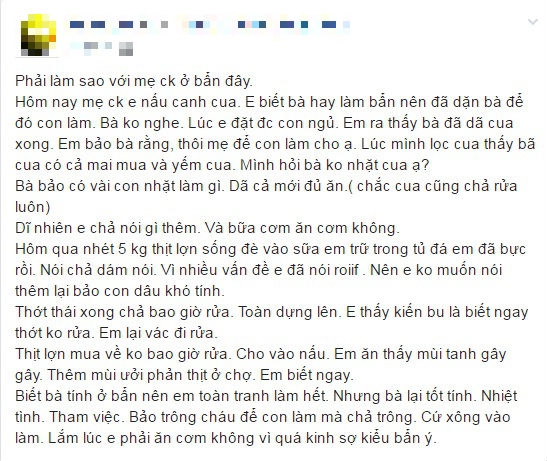 Tâm sự của nàng dâu có mẹ chồng ở bẩn khiến nhiều lần cô không dám ăn cơm hot mạng xã hội
