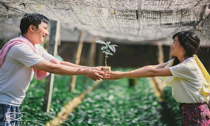 Ảnh cưới hóa thân nông dân 'chân lấm tay bùn' của cô dâu, chú rể khiến cộng đồng mạng xôn xao