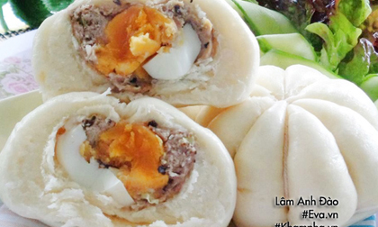 Cách làm bánh bao trứng muối ăn sáng chẳng cần ra hàng