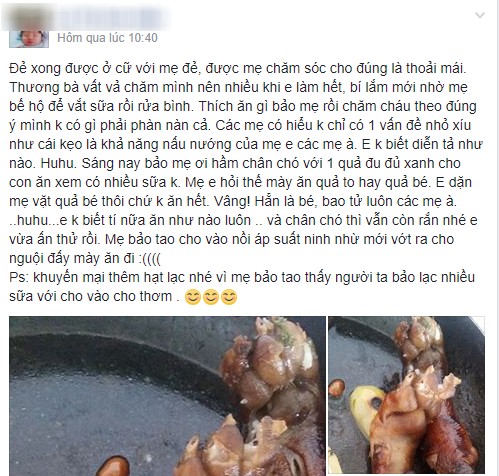 Bật cười với món chân chó hầm mẹ ruột nấu cho con gái ở cữ: chân chó cứng, quả đu đủ bé như mắt muỗi - Ảnh 1. Bật cười với món chân chó hầm mẹ ruột nấu cho con gái ở cữ: chân chó cứng, quả đu đủ bé như mắt muỗi - Ảnh 1.