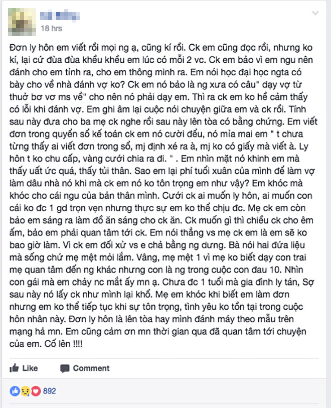 chong danh vo dau don con than nhien noi: