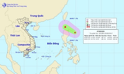 Dự báo thời tiết ngày 6/9: Áp thấp nhiệt đới gió giật cấp 9,10, di chuyển nhanh, hướng vào biển Đông