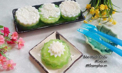 Bánh trung thu thạch rau câu vị lá dứa nhân sữa tươi thơm lừng mát miệng ai ăn cũng thích