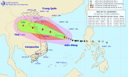 Tin thời tiết hôm nay (14.9): Cơn bão số 10 di chuyển nhanh, giật cấp 15 đang tiến thẳng vào nước ta