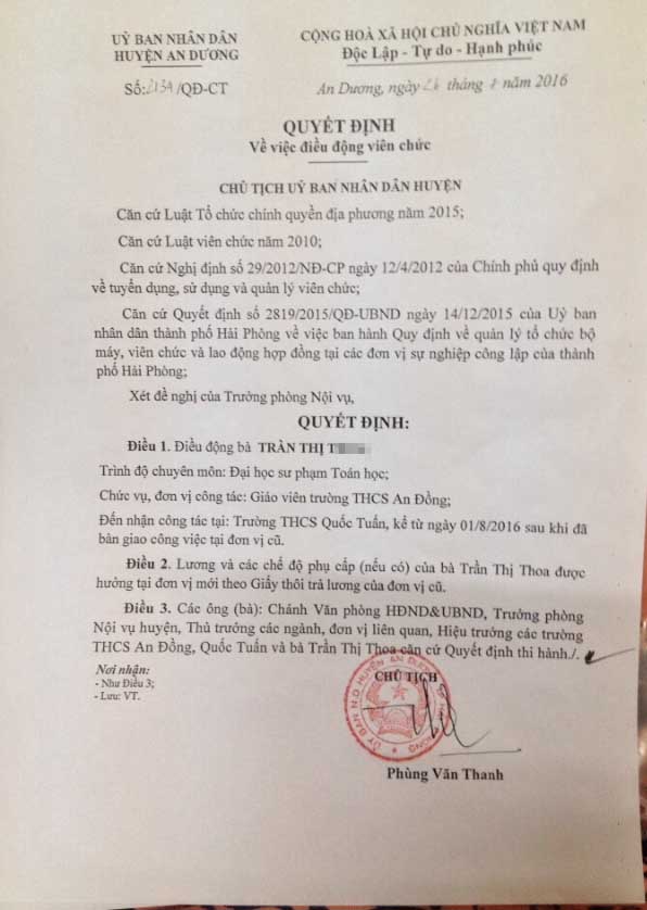 Vụ cô giáo tự tử: Chi tiết bất ngờ trong quyết định điều chuyển hình ảnh 3 vu co giao tu tu: chi tiet bat ngo trong quyet dinh dieu chuyen hinh anh 3