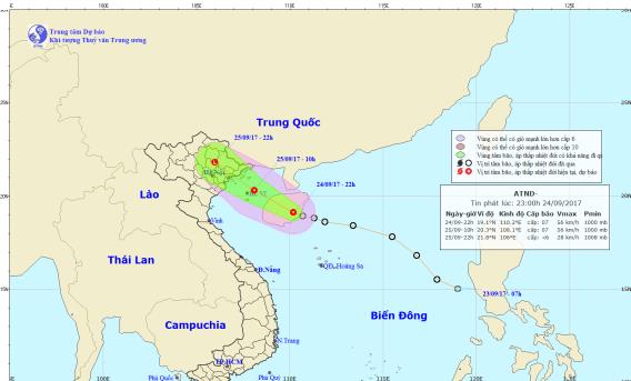 du bao thoi tiet hom nay (25.9): ap thap nhiet doi vao quang ninh - hai phong, gio giat cap 6 den cap 8 hinh anh 1