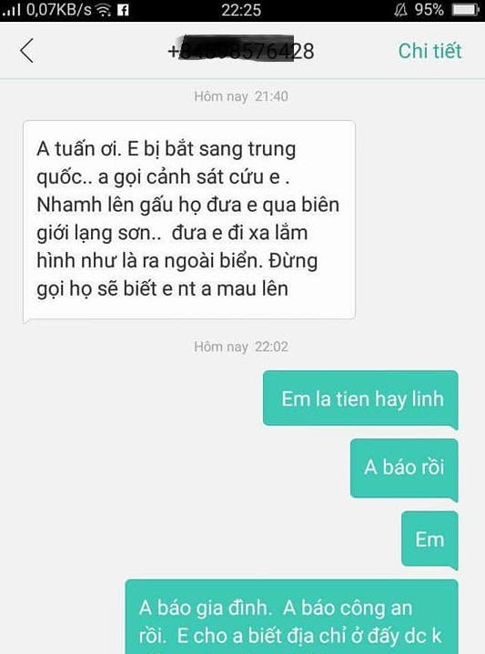 Sau tin nhắn báo xin cứu và nói rằng đã bị bắt đi, gia đình không liên lạc được với Linh nữa.