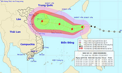 Tin mới bão số 11: Bão đã vào biển Đông, khả năng giật cấp 15 khi đổ bộ miền Trung