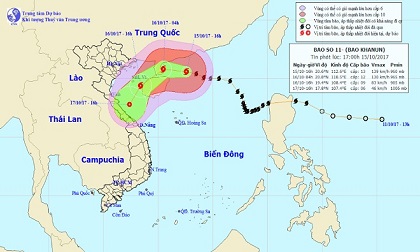 Bão số 11 di chuyển nhanh, Bắc Bộ và Bắc Trung Bộ sắp mưa to