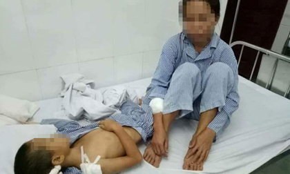 Chồng say rượu chém vợ con dã man