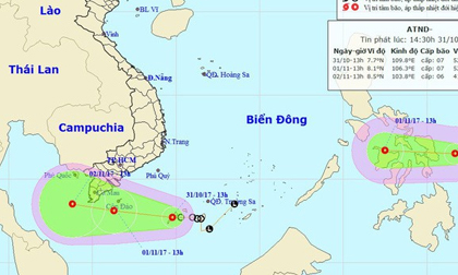 Xuất hiện áp thấp nhiệt đới kép, mưa lớn kèm vòi rồng có khả năng uy hiếp Nam Bộ từ đêm nay