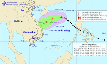 Bão số 13 nguy cơ “chết yểu”, hướng vào Quảng Trị đến Thừa Thiên Huế