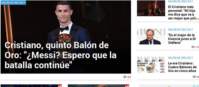 Báo chí thế giới “quỳ rạp” trước Ronaldo 5 Quả bóng Vàng - 2