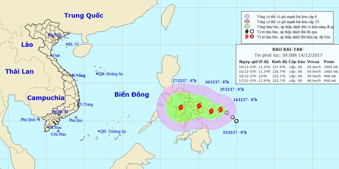 Bão KAI-TAK giật cấp 10 uy hiếp Biển Đông - 1