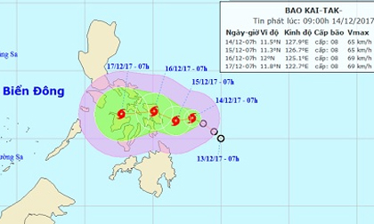 Bão KAI-TAK giật cấp 10 uy hiếp Biển Đông