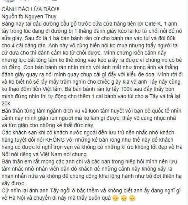 Hà Nội: Bắt giữ nữ quái bán bánh rán và đánh giày chặt chém khách tây 80.000 đồng/4 chiếc bánh rán - Ảnh 1.