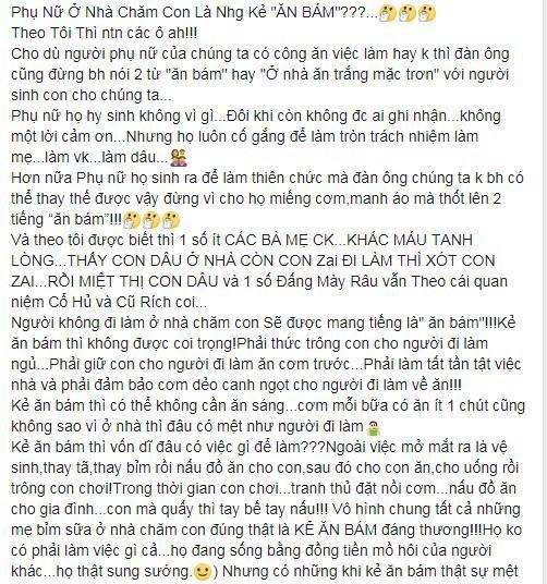 “phu nu o nha cham con la nhung ke an bam” gay bao mang - 1