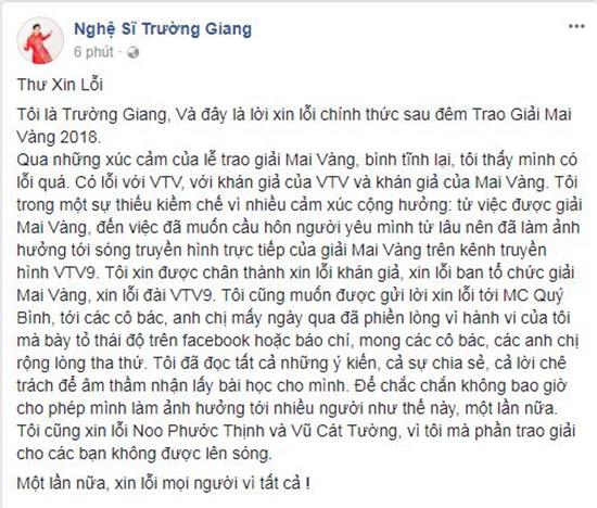 cuoi cung, truong giang cung viet tam thu xin loi sau man cau hon nhieu thi phi - 3