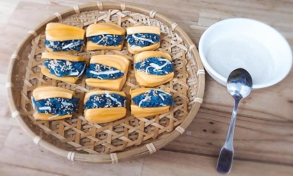 Ngon không cưỡng lại được với xôi mít hoa đậu biếc thơm lừng