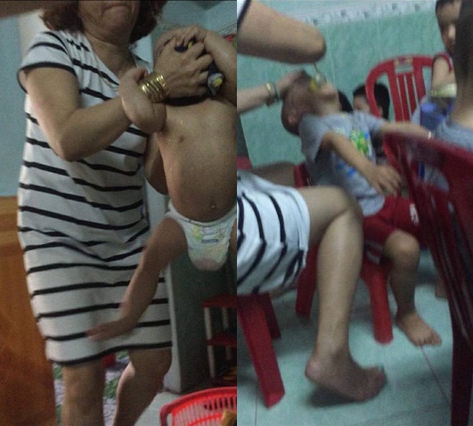 Hình ảnh bảo mẫu Hồng bạo hành dã man trẻ nhỏ bị phát tán trên mạng xã hội khiến dư luận phẫn nộ.
