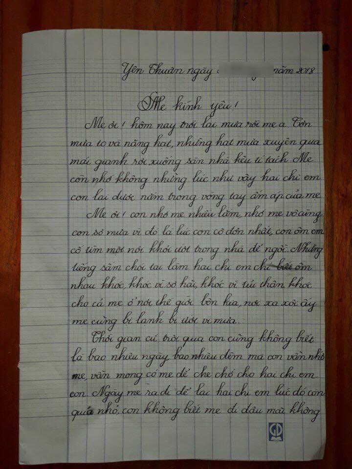 ngay 1/6, doc buc thu gui me da qua doi cua be gai lop 5 ai cung rot nuoc mat - 1