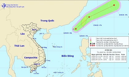 Xuất hiện áp thấp nhiệt đới giật cấp 9 trên Biển Đông