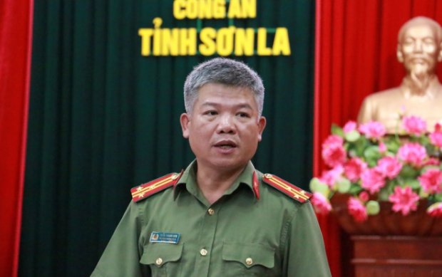 Thượng tá Trần Thanh Sơn, Trưởng phòng tham mưu (Công an tỉnh Sơn La) thông tin vụ chuyên án đặc biệt.