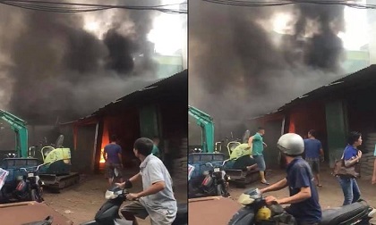 Cháy cửa hàng vật liệu xây dựng, nhiều người tháo chạy