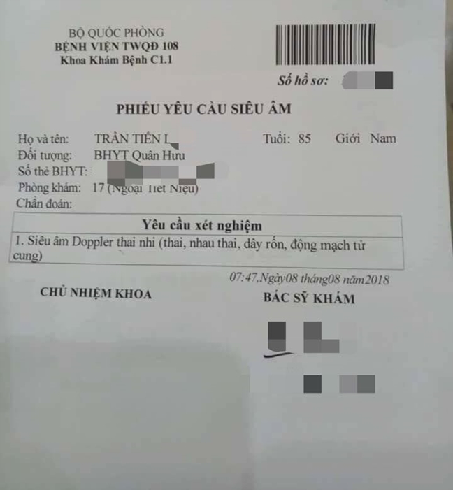 Bệnh viện 108 lên tiếng vụ phiếu chỉ định 