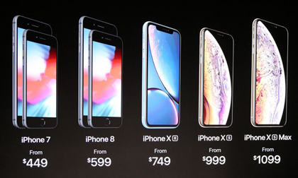Đây là bảng giá của bộ ba iPhone Xs, Xs Max và Xr vừa trình làng