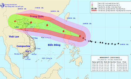 Khẩn: Siêu bão Mangkhut gây sóng cao 14m, ảnh hưởng 27 tỉnh