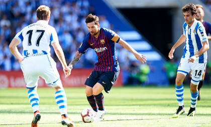 Messi 'tịt ngòi', Barca thắng hú vía trước Sociedad