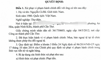 Công an Cần Thơ nói gì về vụ đổi 100USD bị phạt 90 triệu?