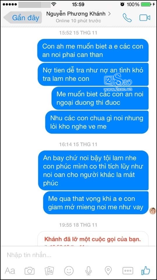 Người này nhiều lần nhắn tin cho Phương Khánh nhưng người đẹp không trả lời. Ảnh: 2Sao.vn