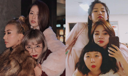 Được hội hotgirl tích cực lăng xê, 'đầu chồng đầu' sắp thành trend chụp ảnh nhóm mới?