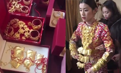 Cô dâu Trung Quốc khoác hơn chục cây vàng trong đám cưới gây xôn xao