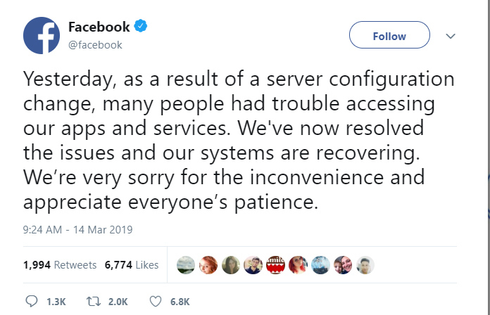 Facebook hé lộ nguyên nhân sự cố 'sập' trên toàn cầu