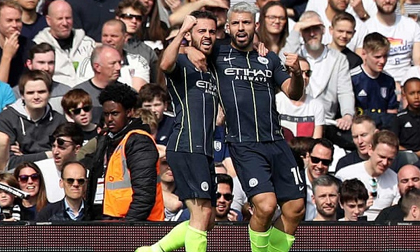 Aguero 'nổ súng' đưa Man City trở lại ngôi đầu Ngoại hạng Anh
