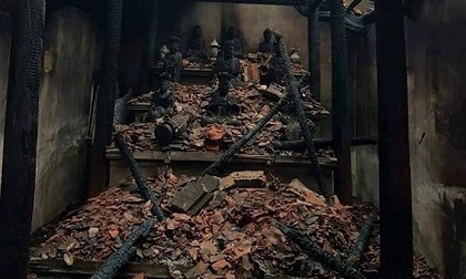 Cháy chùa Thanh Sơn, đồ thờ bị thiêu rụi hoàn toàn