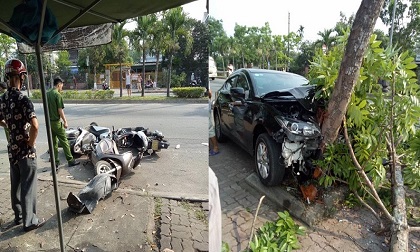 Xế hộp đâm loạn xạ xe máy, tài xế và 3 người bị thương