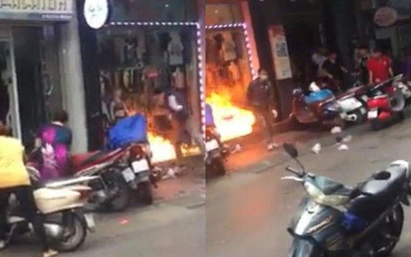 Hình ảnh đối tượng Cường tẩm xăng đốt nhà khiến nhiều người dân hoảng sợ.