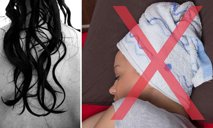 Những hiểm họa sức khỏe khủng khiếp nếu bạn thường xuyên để tóc ẩm ướt khi đi ngủ