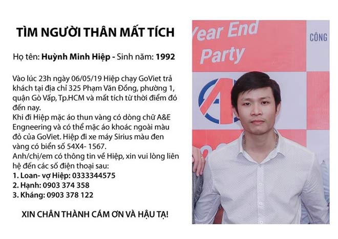 Thanh niên chạy Goviet mất tích bí ẩn ở Gò Vấp - 1